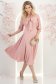 Rochie din voal roz pudra midi in clos cu guler tip esarfa - StarShinerS 1 - StarShinerS.ro