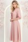 Rochie din voal roz pudra midi in clos cu guler tip esarfa - StarShinerS 3 - StarShinerS.ro