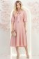 Rochie din material fluid roz pudra midi in clos cu guler tip esarfa - StarShinerS 3 - StarShinerS.ro