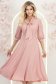 Rochie din material fluid roz pudra midi in clos cu guler tip esarfa - StarShinerS 1 - StarShinerS.ro