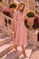 Rochie din voal roz pudra midi in clos cu guler tip esarfa - StarShinerS 1 - StarShinerS.ro