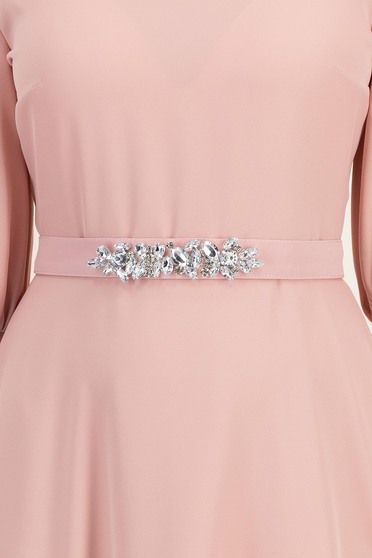 Cordon decorativ din stofa roz pudra cu pietre strass - StarShinerS