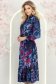 Rochie din viscoza bleumarin midi clos cu elastic in talie si volanase la maneca- StarShinerS 2 - StarShinerS.ro