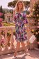 Rochie din stofa roz pana la genunchi in clos cu volanase la maneca - StarShinerS 1 - StarShinerS.ro