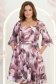 Rochie din stofa roz pudra pana la genunchi in clos cu volanase la maneca - StarShinerS 1 - StarShinerS.ro