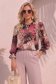 Bluza din viscoza roz cu croi larg cu volanase la maneca - StarShinerS
