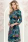 Rochie din jersey albastru-petrol pana la genunchi cu un croi drept si imprimeu floral - StarShinerS 3 - StarShinerS.ro