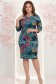Rochie din jersey albastru-petrol pana la genunchi cu un croi drept si imprimeu floral - StarShinerS 2 - StarShinerS.ro
