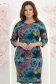 Rochie din jersey albastru-petrol pana la genunchi cu un croi drept si imprimeu floral - StarShinerS 1 - StarShinerS.ro