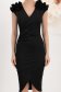Rochie din crep neagra pana la genunchi petrecuta tip creion cu volanase - StarShinerS 4 - StarShinerS.ro