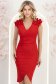 Rochie din crep rosie pana la genunchi petrecuta tip creion cu volanase - StarShinerS 2 - StarShinerS.ro