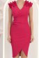 Rochie din crep fuchsia pana la genunchi petrecuta tip creion cu volanase - StarShinerS 6 - StarShinerS.ro