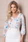 Bluza dama din viscoza albastru-deschis imprimata cu un croi larg si maneci bufante - StarShinerS