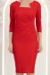 Rochie din modal rosie până la genunchi tip creion cu drapaje laterale- StarShinerS 4 - StarShinerS.ro