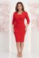 Rochie din modal rosie până la genunchi tip creion cu drapaje laterale- StarShinerS 1 - StarShinerS.ro