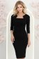 Rochie din modal neagra până la genunchi tip creion cu drapaje laterale- StarShinerS 1 - StarShinerS.ro