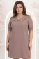 Rochie din stofa mocha scurta cu croi larg si guler - StarShinerS 1 - StarShinerS.ro