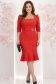 Rochie din stofa rosie midi tip creion cu umeri bufanti si accesoriu in talie 2 - StarShinerS.ro
