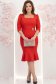 Rochie din stofa rosie midi tip creion cu umeri bufanti si accesoriu in talie 4 - StarShinerS.ro