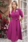 Rochie din stofa zmeura midi in clos cu brosa detasabila - StarShinerS 1 - StarShinerS.ro