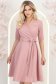 Rochie din stofa roz pudra midi in clos cu brosa detasabila - StarShinerS 4 - StarShinerS.ro