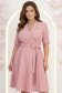 Rochie din stofa roz pudra midi in clos cu brosa detasabila - StarShinerS 1 - StarShinerS.ro
