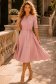 Rochie din stofa roz pudra midi in clos cu brosa detasabila - StarShinerS 2 - StarShinerS.ro