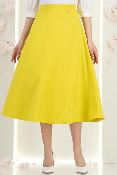 Fusta din stofa verde lime midi in clos - StarShinerS