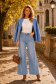 Blugi albastri lungi wide leg cu buzunare laterale 2 - StarShinerS.ro