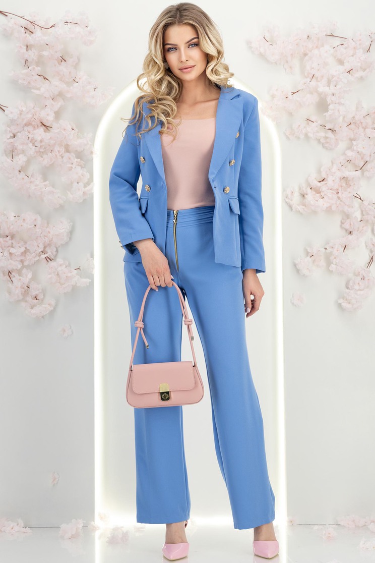 scaun directorial stofa Pantaloni din stofa albastru-deschis lungi drepti cu buzunare laterale- StarShinerS