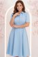 Rochie din stofa albastru deschis midi in clos cu accesoriu tip curea- StarShinerS 1 - StarShinerS.ro