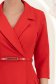 Rochie din stofa rosie midi in clos cu pliuri de material si curea- StarShinerS 4 - StarShinerS.ro