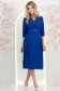 Rochie din stofa albastra midi in clos cu pliuri de material si curea- StarShinerS 3 - StarShinerS.ro