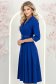 Rochie din stofa albastra midi in clos cu pliuri de material si curea- StarShinerS 2 - StarShinerS.ro