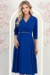 Rochie din stofa albastra midi in clos cu pliuri de material si curea- StarShinerS 4 - StarShinerS.ro