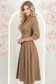 Rochie din stofa bej midi in clos cu pliuri de material si curea- StarShinerS 2 - StarShinerS.ro