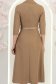 Rochie din stofa bej midi in clos cu pliuri de material si curea- StarShinerS 6 - StarShinerS.ro