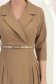 Rochie din stofa bej midi in clos cu pliuri de material si curea- StarShinerS 4 - StarShinerS.ro