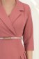 Rochie din stofa roz pudra midi in clos cu pliuri de material si curea- StarShinerS 5 - StarShinerS.ro