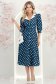 Rochie din stofa bleumarin cu buline midi in clos cu accesoriu tip curea si buzunare - StarShinerS 4 - StarShinerS.ro