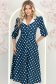 Rochie din stofa bleumarin cu buline midi in clos cu accesoriu tip curea si buzunare - StarShinerS 1 - StarShinerS.ro