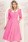 Rochie din stofa roz cu buline midi in clos cu accesoriu tip curea si buzunare - StarShinerS 2 - StarShinerS.ro