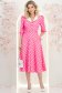 Rochie din stofa roz cu buline midi in clos cu accesoriu tip curea si buzunare - StarShinerS 4 - StarShinerS.ro