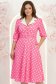 Rochie roz cu buline midi in clos cu accesoriu tip curea si buzunare - StarShinerS 1 - StarShinerS.ro