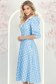 Rochie din stofa albastra cu buline midi in clos cu accesoriu tip curea si buzunare - StarShinerS 2 - StarShinerS.ro