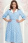 Rochie albastra cu buline midi in clos cu accesoriu tip curea si buzunare - StarShinerS 2 - StarShinerS.ro