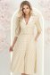 Rochie din stofa crem cu buline midi in clos cu accesoriu tip curea si buzunare - StarShinerS 3 - StarShinerS.ro