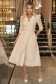 Rochie din stofa crem cu buline midi in clos cu accesoriu tip curea si buzunare - StarShinerS 5 - StarShinerS.ro