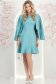 Rochie din stofa turcoaz scurta in clos cu volanas la baza fustei- StarShinerS 3 - StarShinerS.ro
