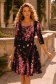 Rochie neagra până la genunchi in clos cu imprimeu floral- StarShinerS 1 - StarShinerS.ro